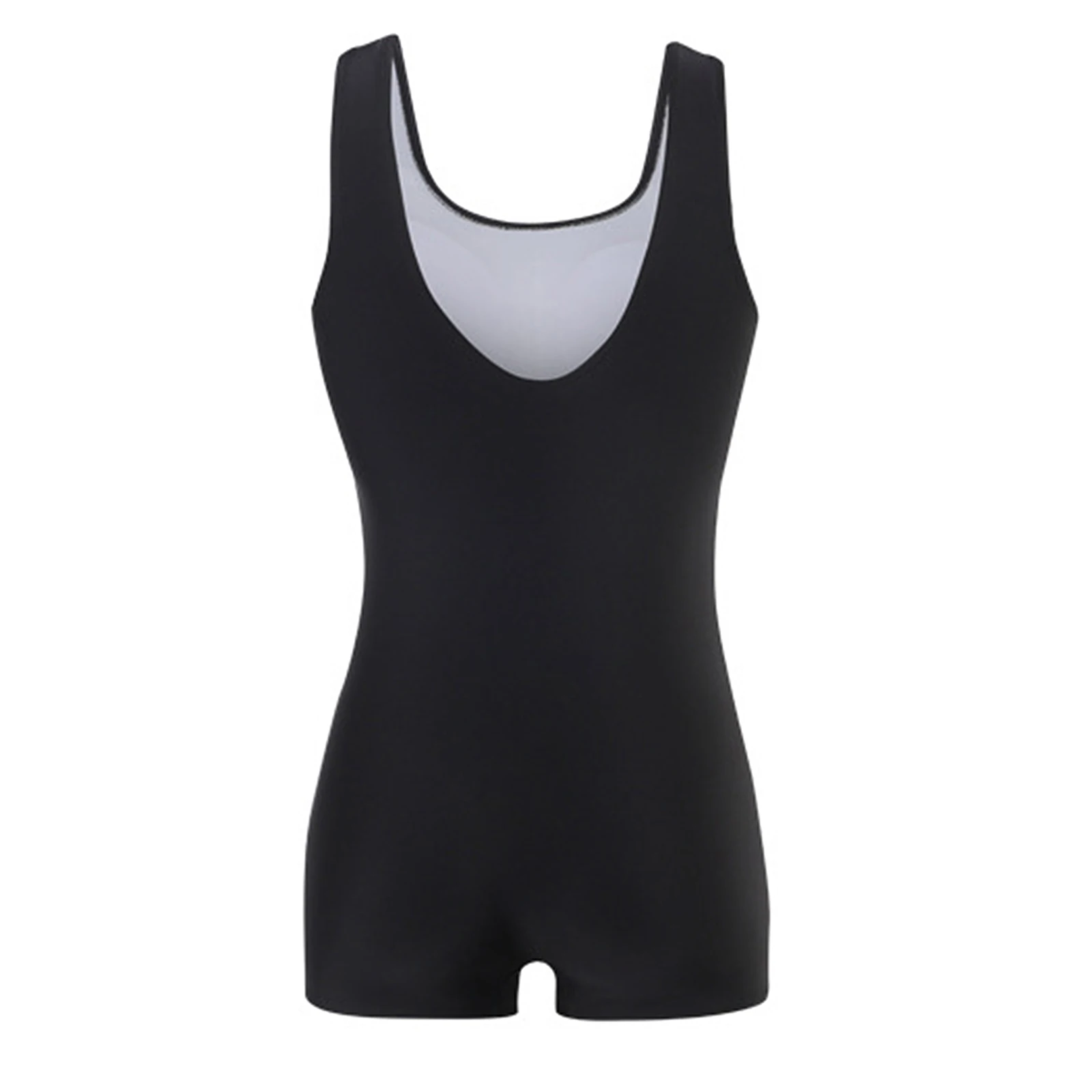 Womens Athletic One Piece Swimwear Scoop Neck Sleeveless Boyleg Bathing Suit for Training Snorkeling