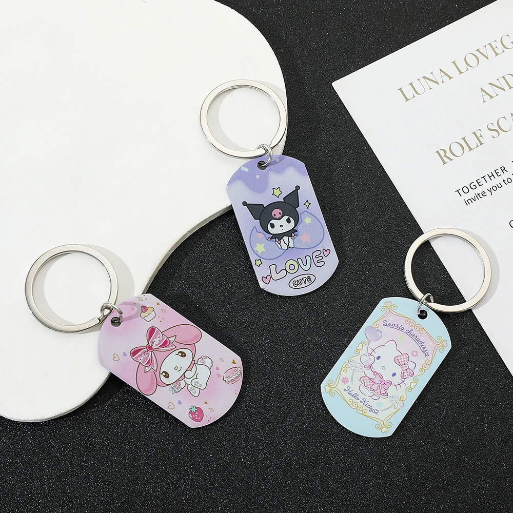 Sanrio Kuromi Keychains Action Anime Figures Cinnamoroll Women Bag Pendant Backpack Accessories Stainless Steel Keychain Gift