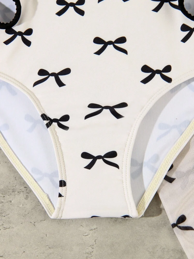 الفتيات الاطفال ملابس السباحة 2026 جديد طباعة حبال قطعة واحدة ملابس سباحة للأطفال الصيف شبكة Monokini ملابس الشاطئ ثوب السباحة للسباحة