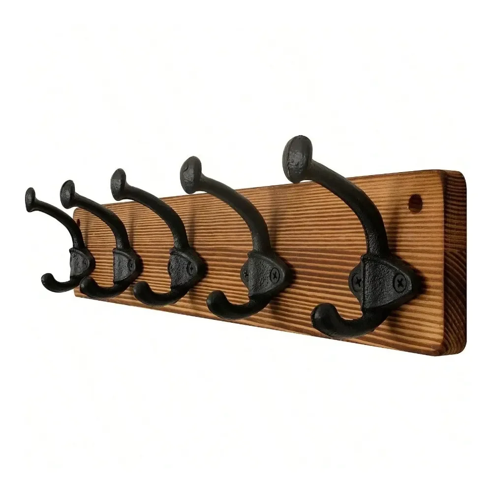 

WEBI Rustic Coat Rack Wall Mount5 Cast Iron Coat Hooks Wall Mounted Coat Hanger Heavy Duty Antique Vintage Hooks For Hanging Ja
