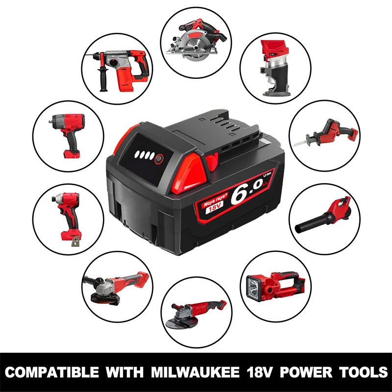100%For Milwaukee M18 18V 6000mAh/3000mAh For Milwaukee M18B5 XC Li-ion battery 48-11-1815 2604-20 4