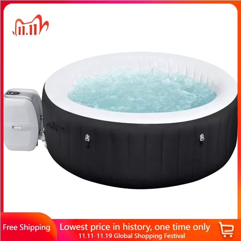 Outdoor Hot Tub, 2 Covers (1 Energy-Efficient Thermal Cover and 1 Standard Cover), Fits Up to 2-4 Persons, Inflatable Hot Tub