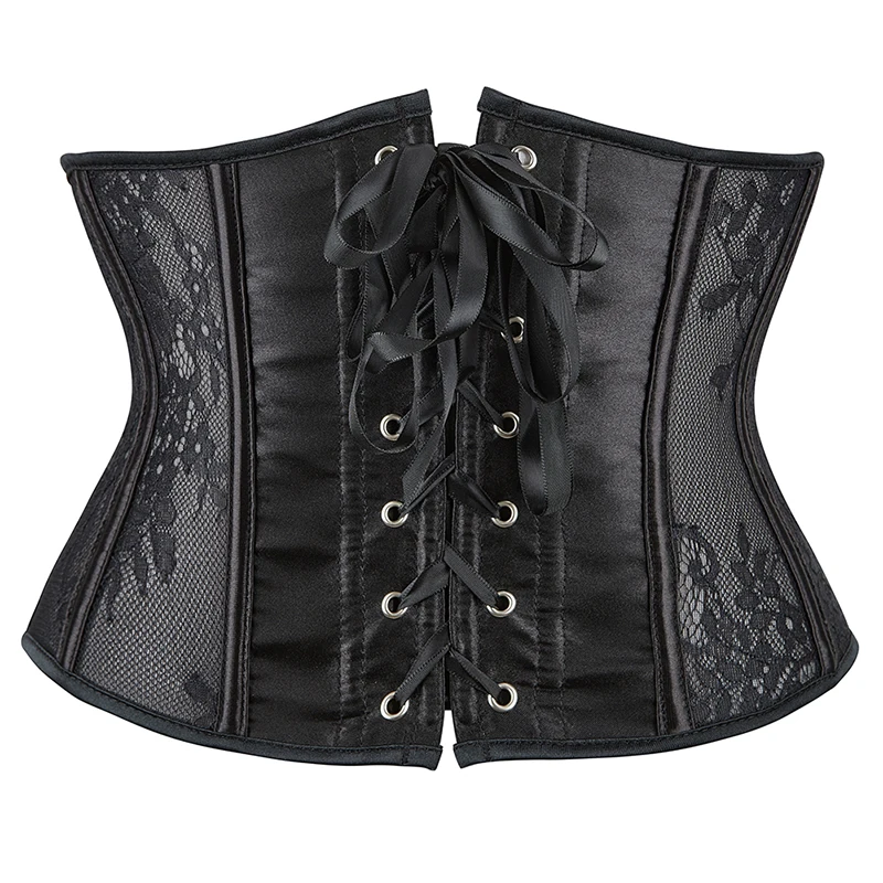 Underbust Corset Breathable Waist Trainer Cincher Gothic Hollow Out Floral Bustier Corselet