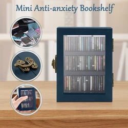 Mini libreria in miniatura Anty-ansia con 60 libri Biblioteca di piccoli libri in legno Antistress Decorazioni per la casa Regalo creativo