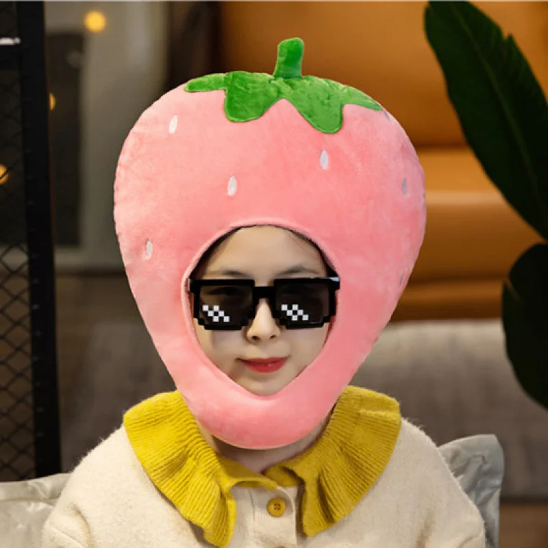

Filled Cotton Strawberry Headgear Hat Photo Props Portrait Props Cartoon Headgear Photography Props