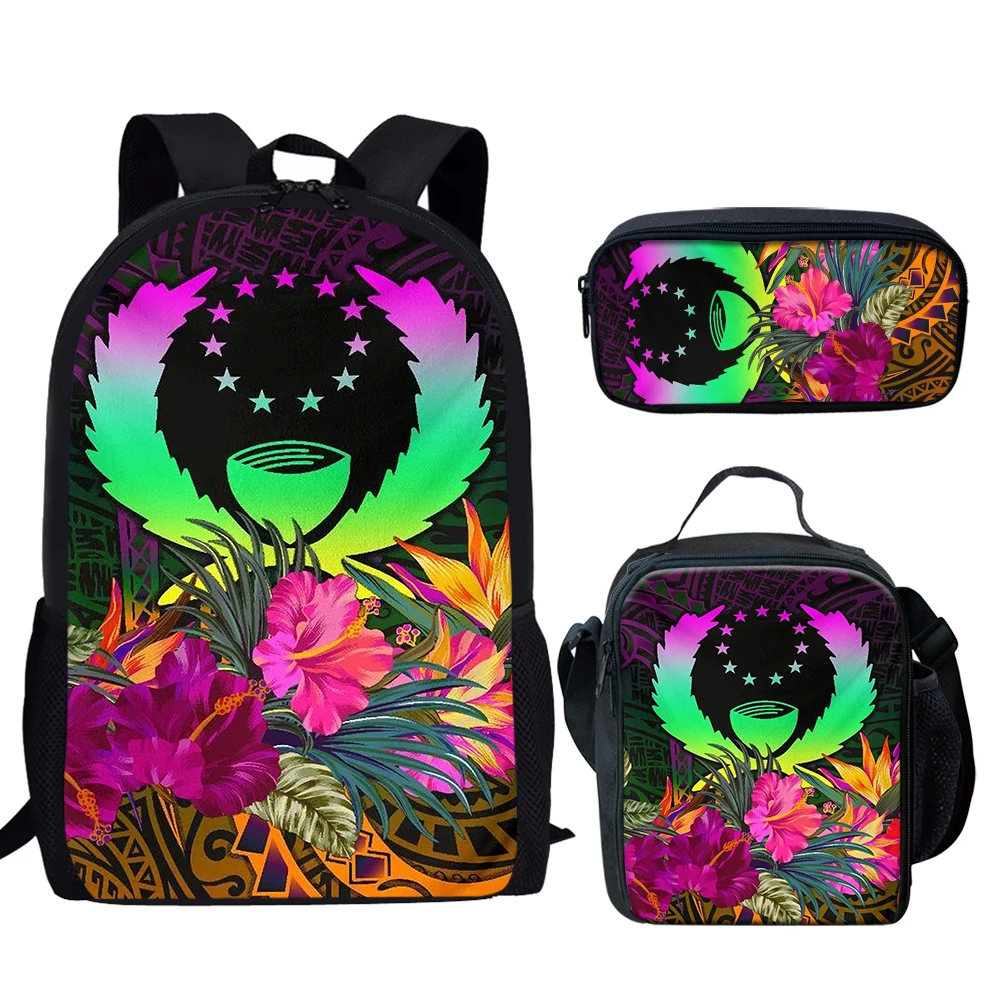 New Caledonia Polynesian Hibiscus Polynesian Printed Backpack for Girls Kids Schoolbag Bookbag Women Casual Daypack