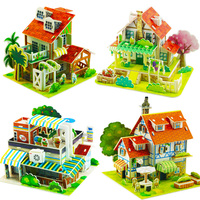 Villa House Castle Building Model 3D Cardboard Puzzle Jigsaw Toys Children's Interest Educational Toys Kids Gift