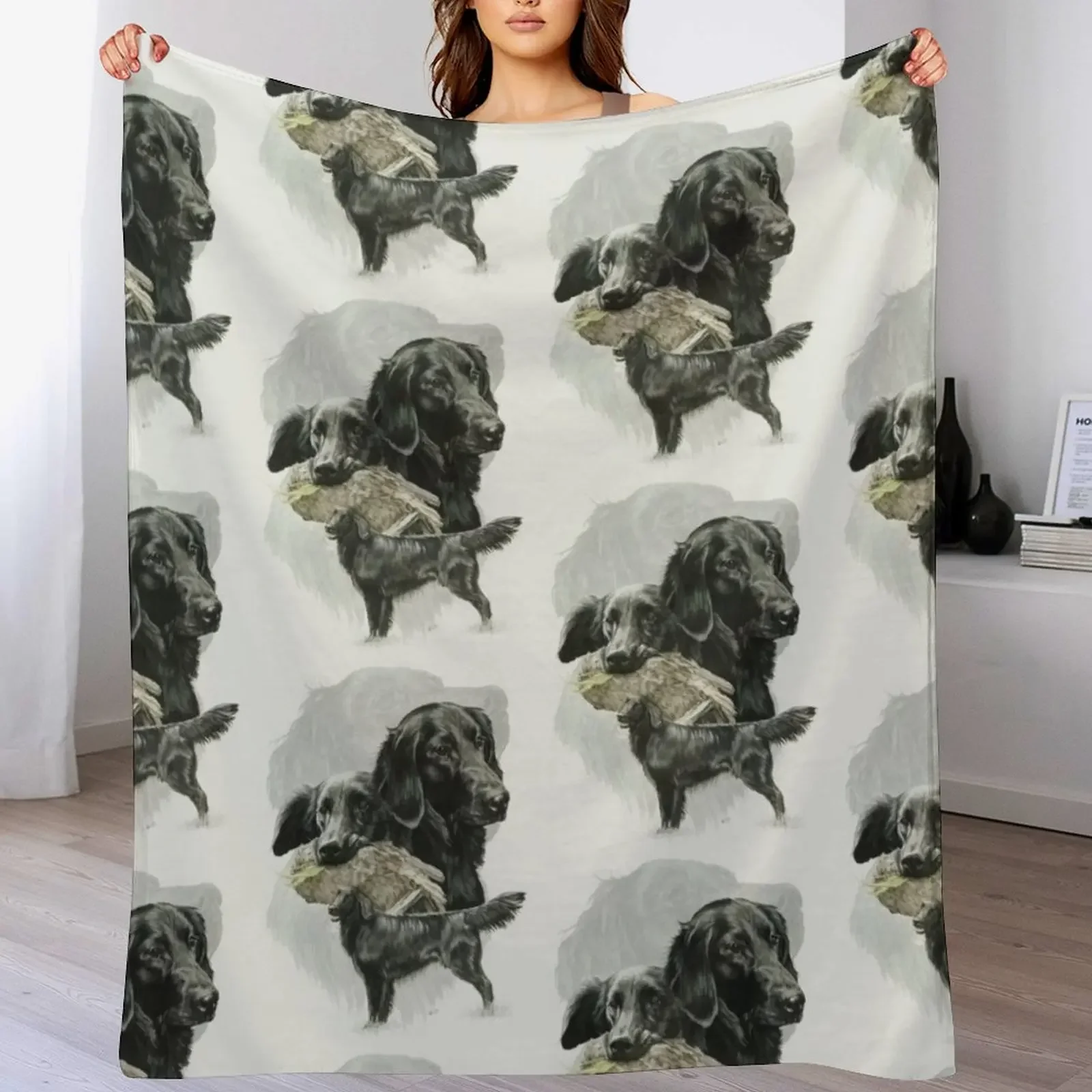 

Flat-coated Retriever Medley Throw Blanket Flannels bed plaid Blankets