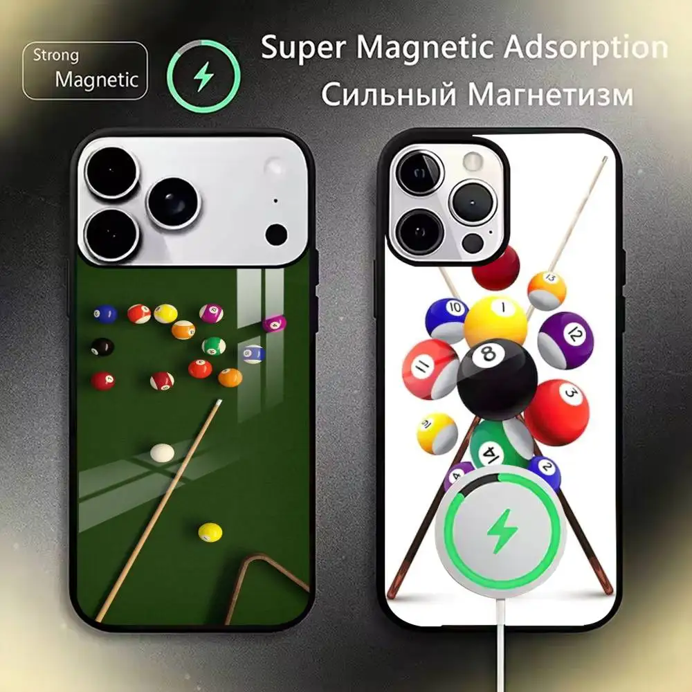 

Billiards 8 Ball Aesthetic Phone Case For iPhone17,16,15,14,13,12,11 Plus,Pro Magnetic with Magsafe Wireless Charging