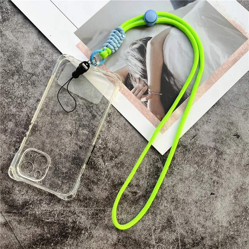 Pendant for Mobile Case Lanyard Adjustable Neck Strap Contrast Color Rope Necklace Handmade Telephone Accessory Premium Keychain