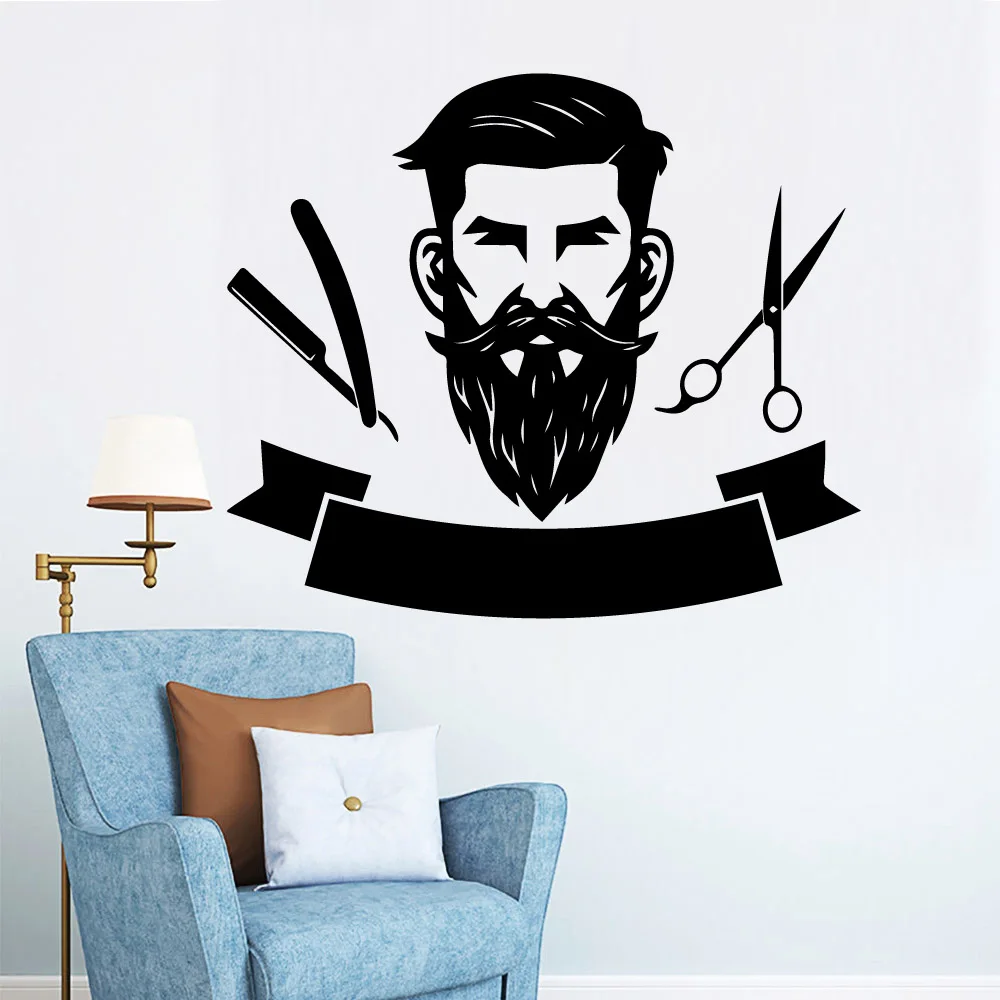 1 pc Barbershop New Wall Art Decal Stickers Pvc Material for barber shop Home Decor