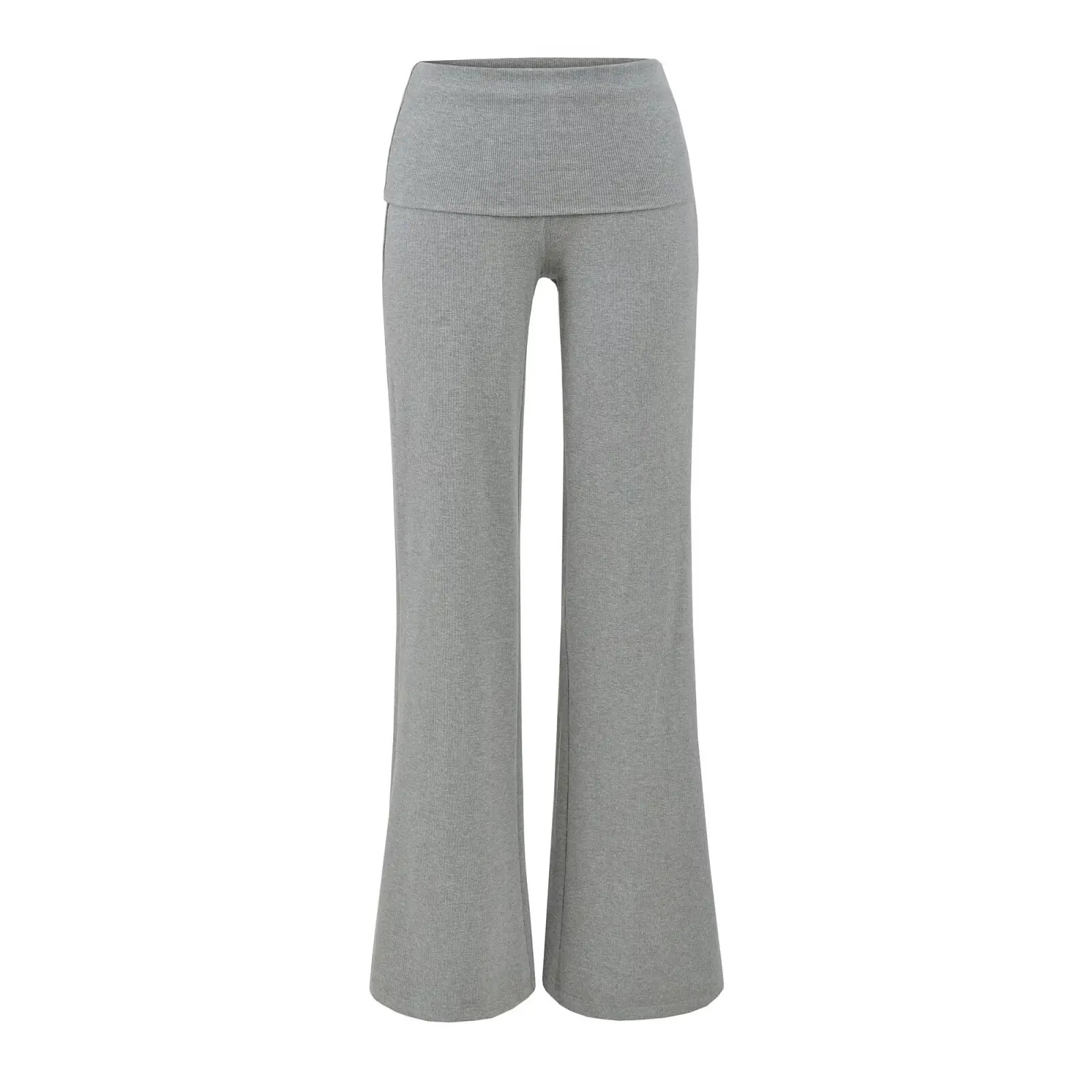 High Waist Straight Leg Knitted Wide Leg Pants Women's Versatile Casual Trousers Street Sle Pure Color Casual Pants