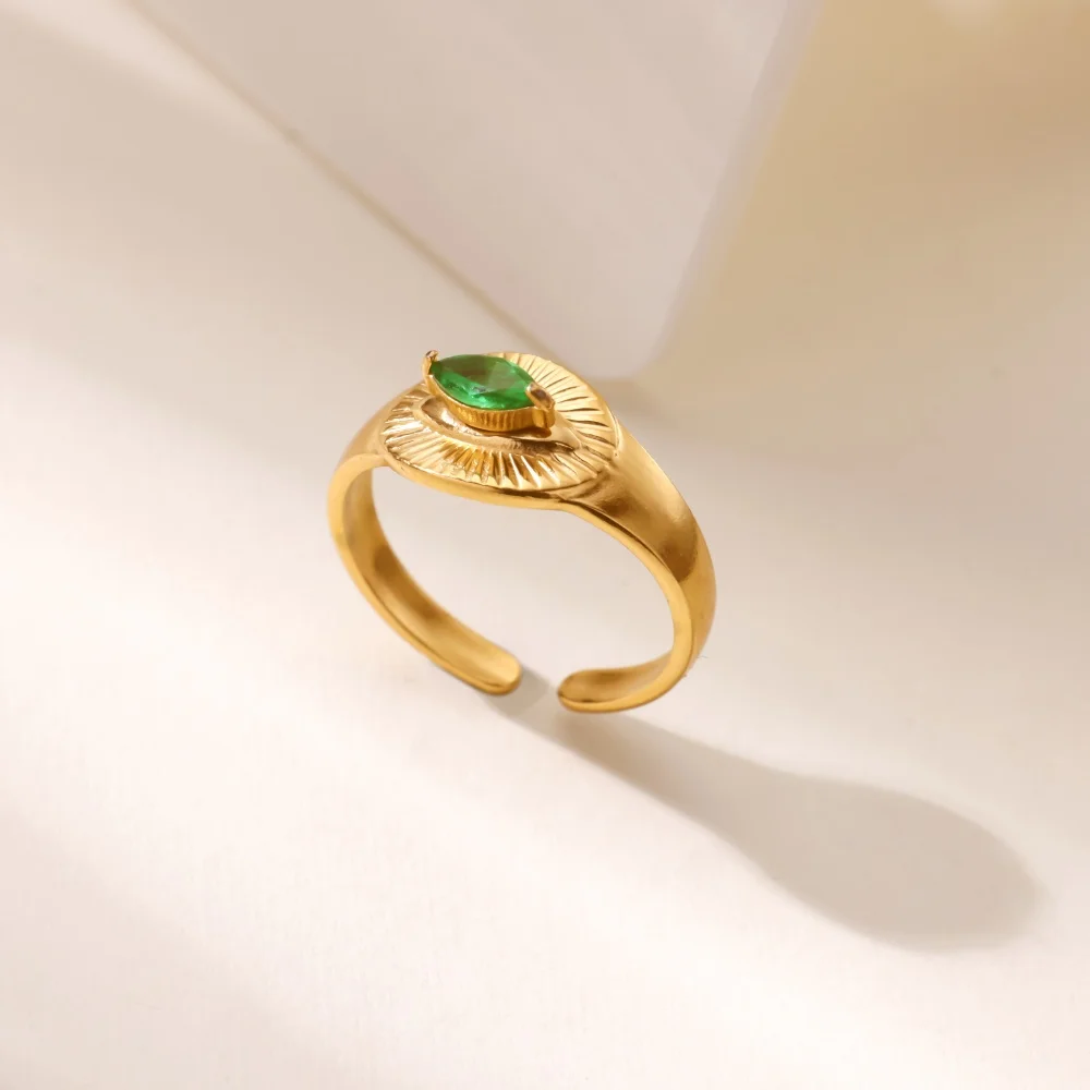 Evil Eye Zircon Rings for Women Gold Color Stainless Steel Ring Lucky Turkish Style Cubic Zirconia Jewelry y2k Accessory anillos