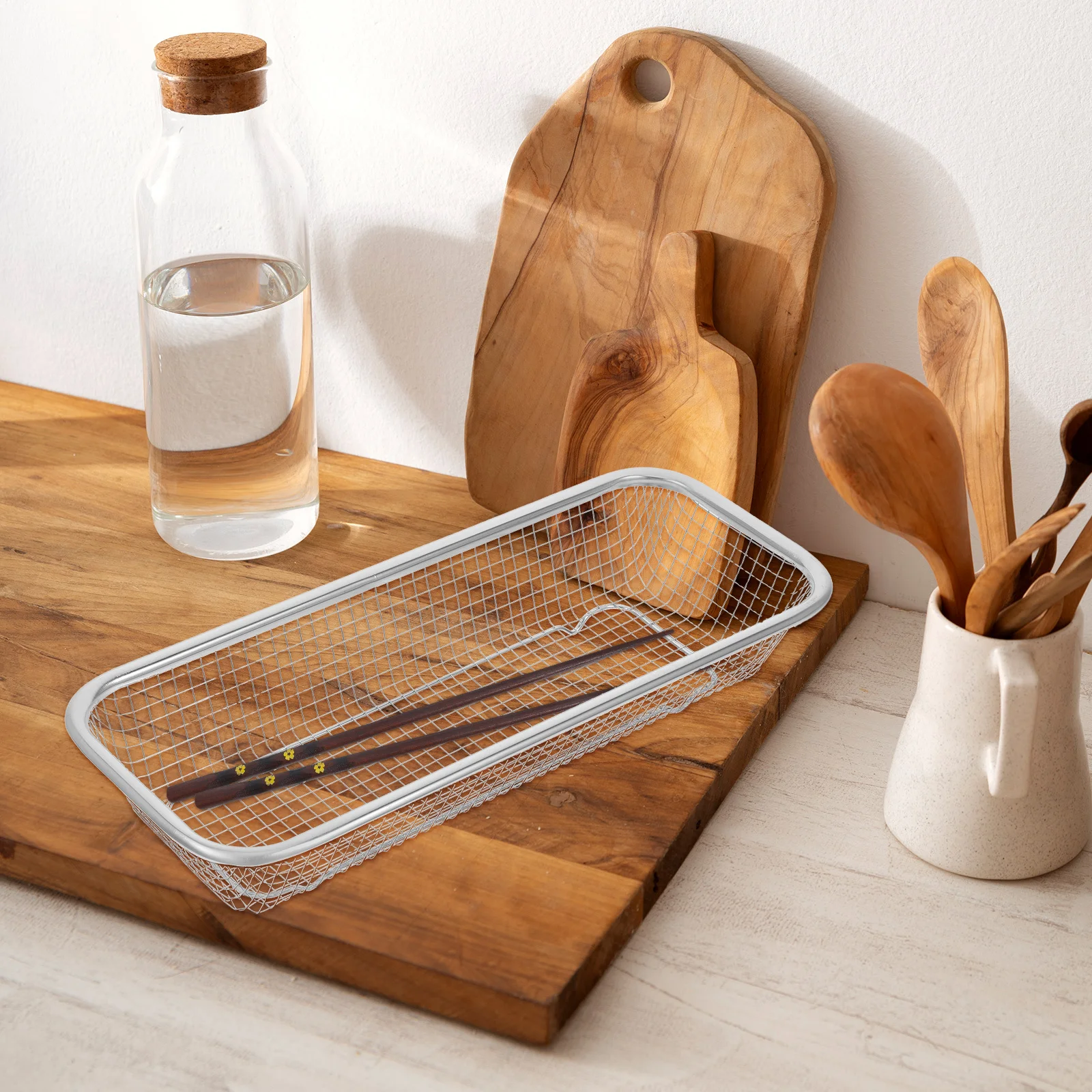 

2Pcs Stainless Steel Chopstick Basket Draining Mesh Organizer Kitchen Utensil Holder Silverware Drying Rack Cutlery Storage