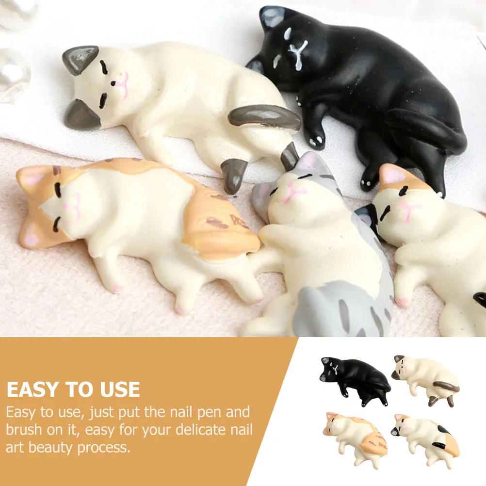 

4Pcs Resin Cat Shaped Nail Art Pen Holder Light Stand for Manicure Tool Storage Creative Desktop Decor Nail Beauty