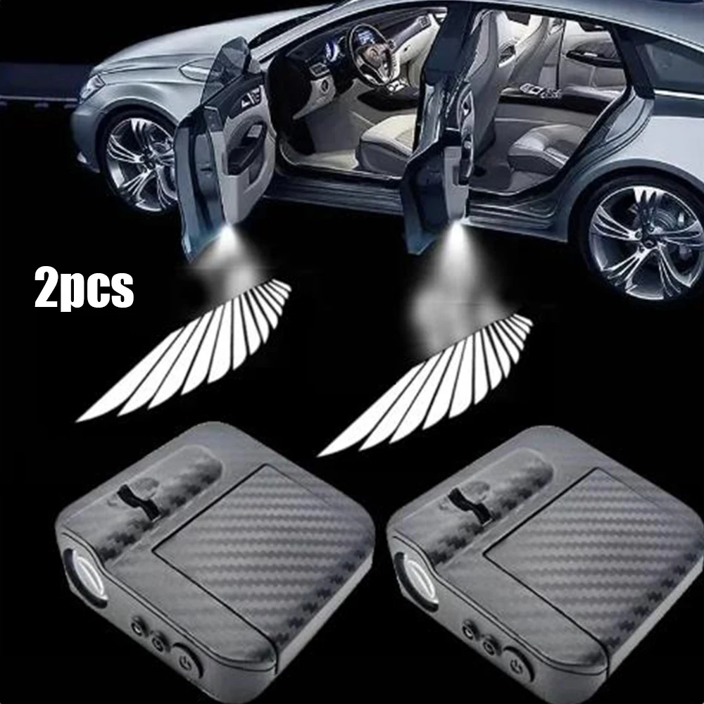 

2Pcs Car Welcome Lamp Car Angel Wings Car Door LED HD Welcome Decorative Light Courtesy Bulb Lamp Shadow Cars Accessories