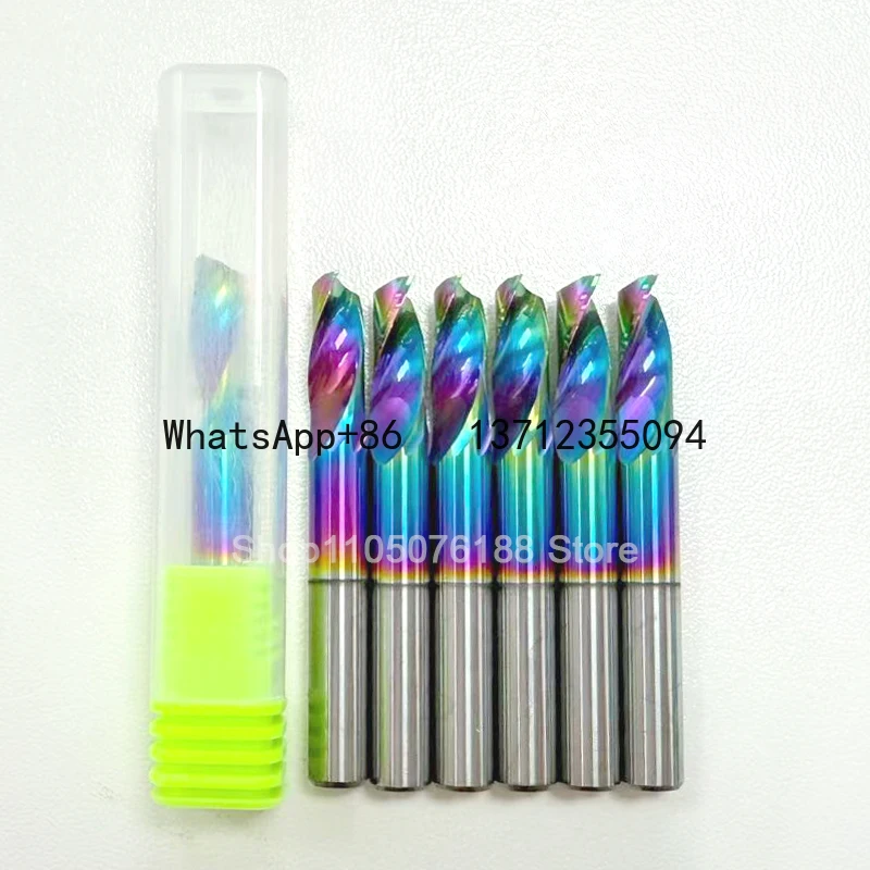 

10Pcs 5A Single Flute for Aluminum Milling Cutter DLC Coated Colorful Aluminum Profile Composite Cutting Engraving Machine Bit