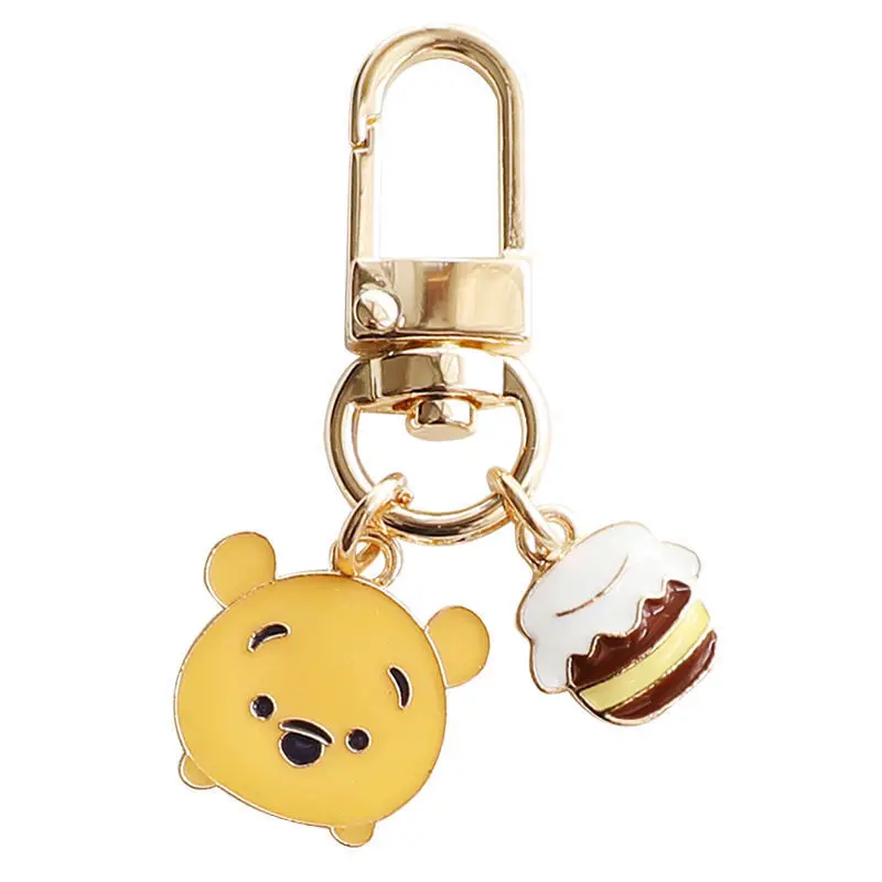 7Cm Kawaii Disney Pooh Bear Keychain Pendant Metal Cartoon New Airpods Pendant U Disk Anti-Lost School Bag Pendant Birthday Gift