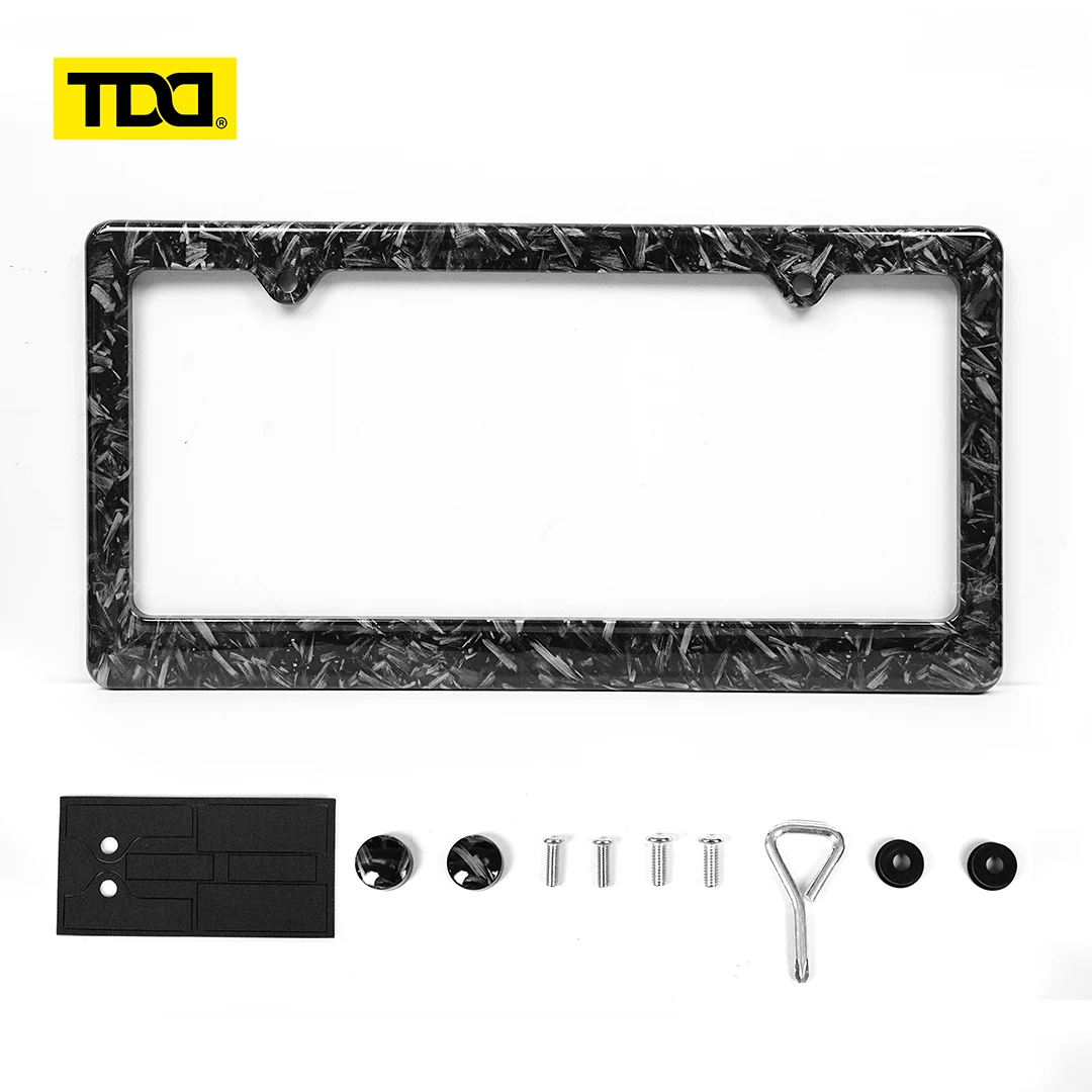 TDD Forged carbon fiber license plate protection framework License Plate Frame Holde for American 2-Hole number plate decoration