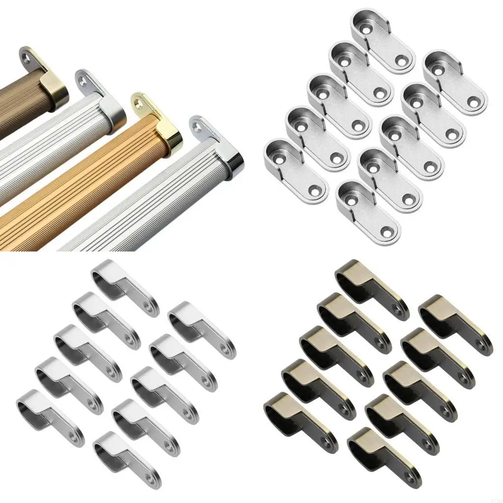 

M7DA 10Pcs Zincs Alloys Oval Closet Brackets Closet Hanger Rod Wardrobe Holder Thickened Support Clothes Hanging Bar Hardware