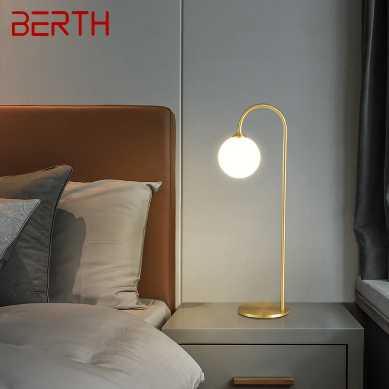 

BERTH Contemporary Brass Table Lamp LED Gold Copper Desk Decor Lighting for Modern Home Study Bedroom