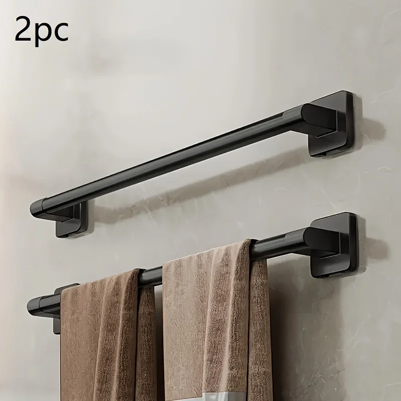 

No-Drill Towel Rack & Shelf - Heavy Duty, Space-Saving, Strong Load. Easy Install for Bathroom/Kitchen. Black.
