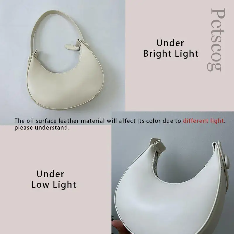 Fashion White Shoulder Bags For Women Pu Leather Solid Color Half Moon Crossbody Bag Designer Lady Handbags Ladies Underarm Bags