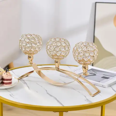 Candelabros de cristal para decoración del hogar, candelabros de mesa, centros de mesa para sala de estar, fiesta de boda, Navidad, 3 brazos