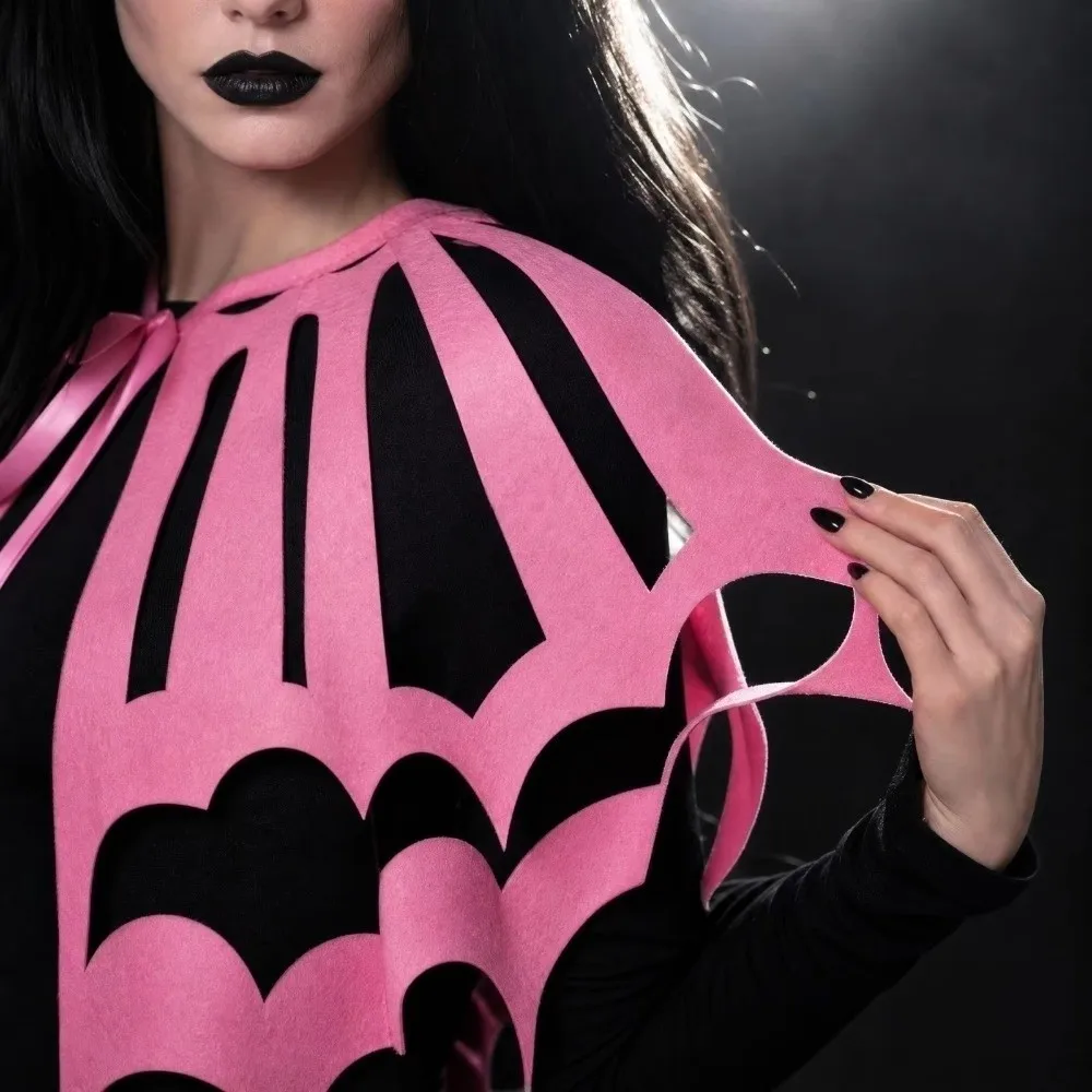 Solid Color Halloween Cape Felt Material Hollow Out Spiderweb Shawl Adult Size Mesh Texture Felt Mesh Cape Halloween Costume