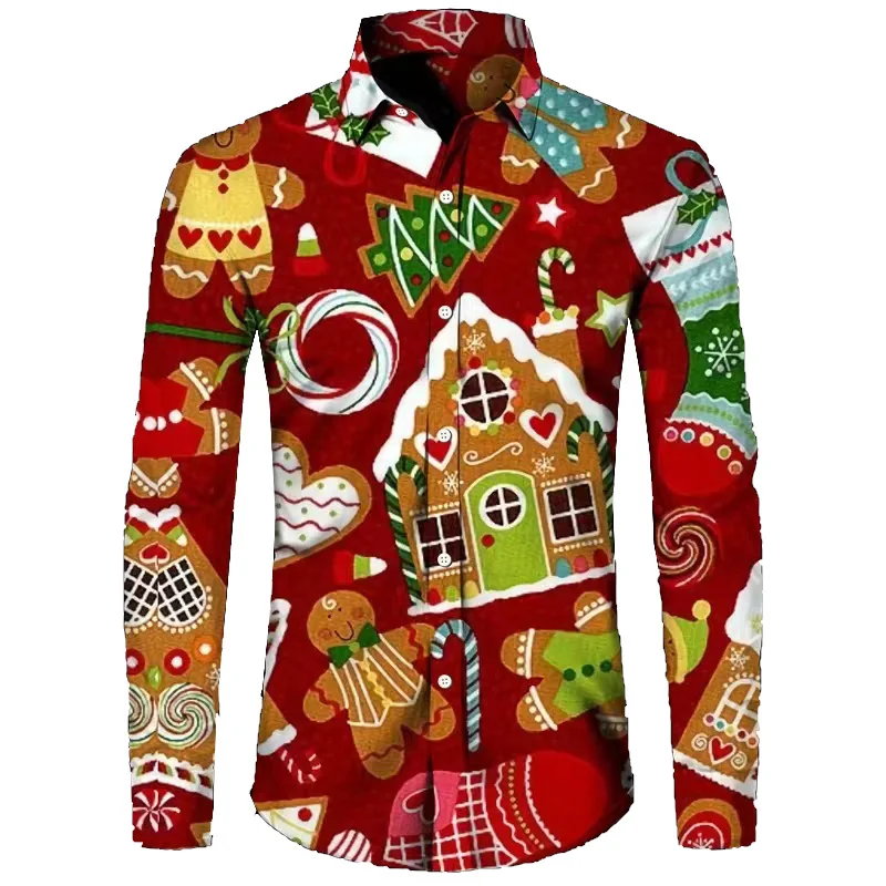 

New Men's Christmas Long Sleeve Shirt 3D Butterfly Beach Holiday Long Sleeve Autumn Winter Top Men's Shirt Top