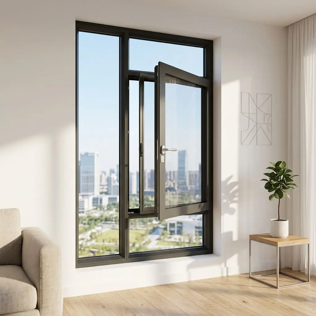 Rainproof Rustproof Aluminum Glass Window Fashionable Manual Hinged Windows Easy To Install Finished Anti Theft Casement Windows