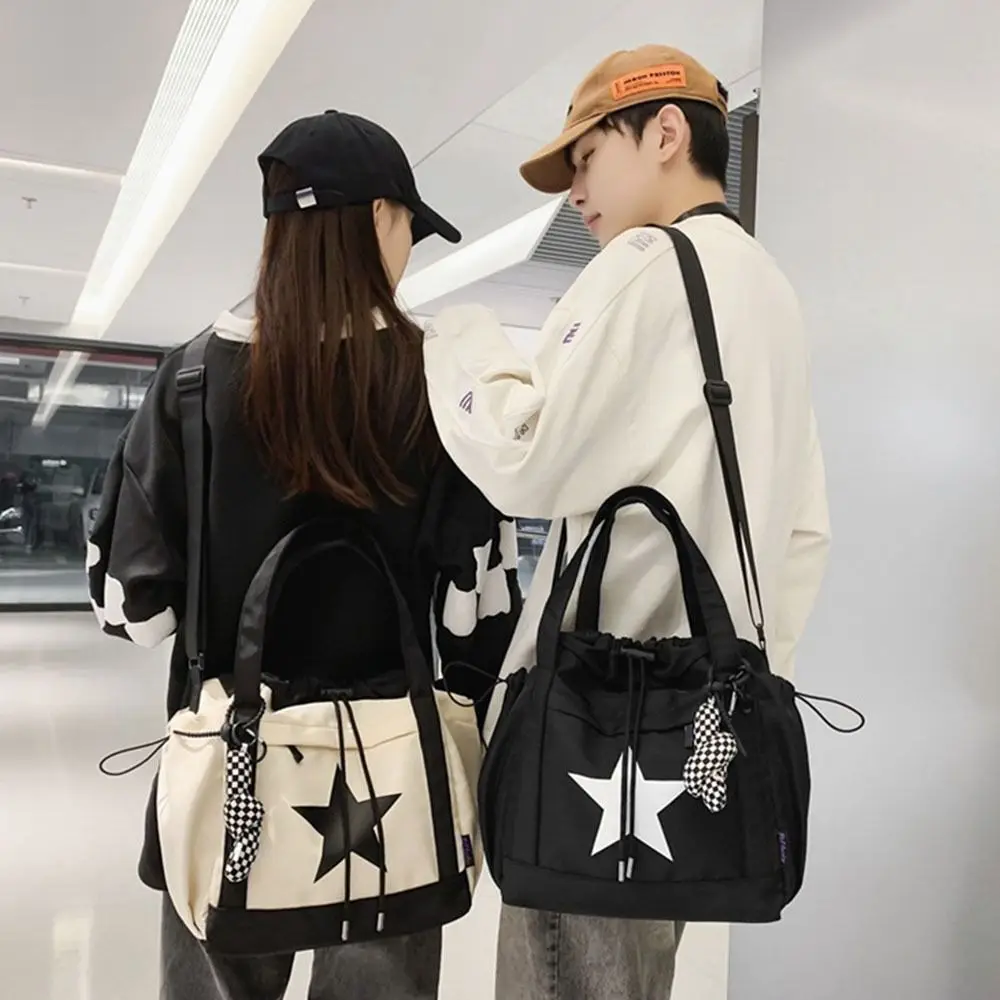 Five-pointed Star Large Capacity Shoulder Bag Korean Style Nylon Y2K Crossbody Bag Street Wear Handbag Star Tote Bag Outdoor