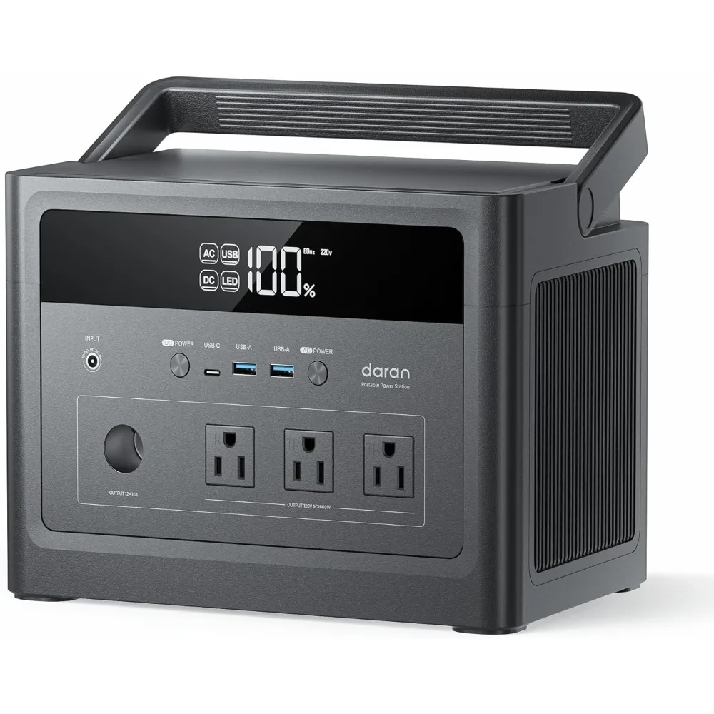 LiFePO4-Batterie-Solargenerator, tragbares Kraftwerk, 600 W, 1200 W Überspannung, 576 Wh, 100 W USB-C, Schnellladung, kundenspezifisch