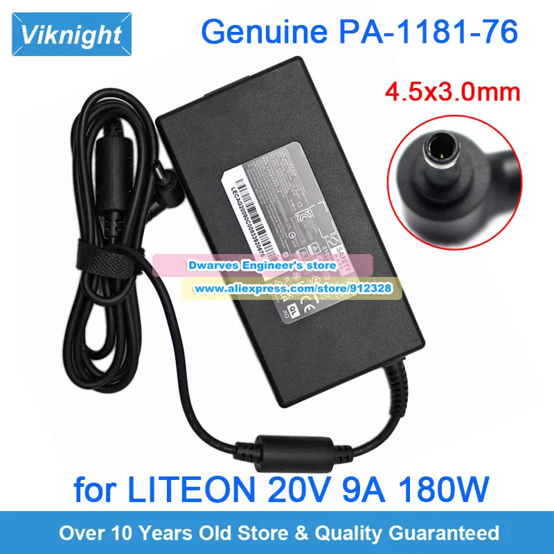 Genuine PA-1181-76 AC Adapter 20V 9A Laptop Charger for Liteon 180W Power Supply 4.5x3.0mm