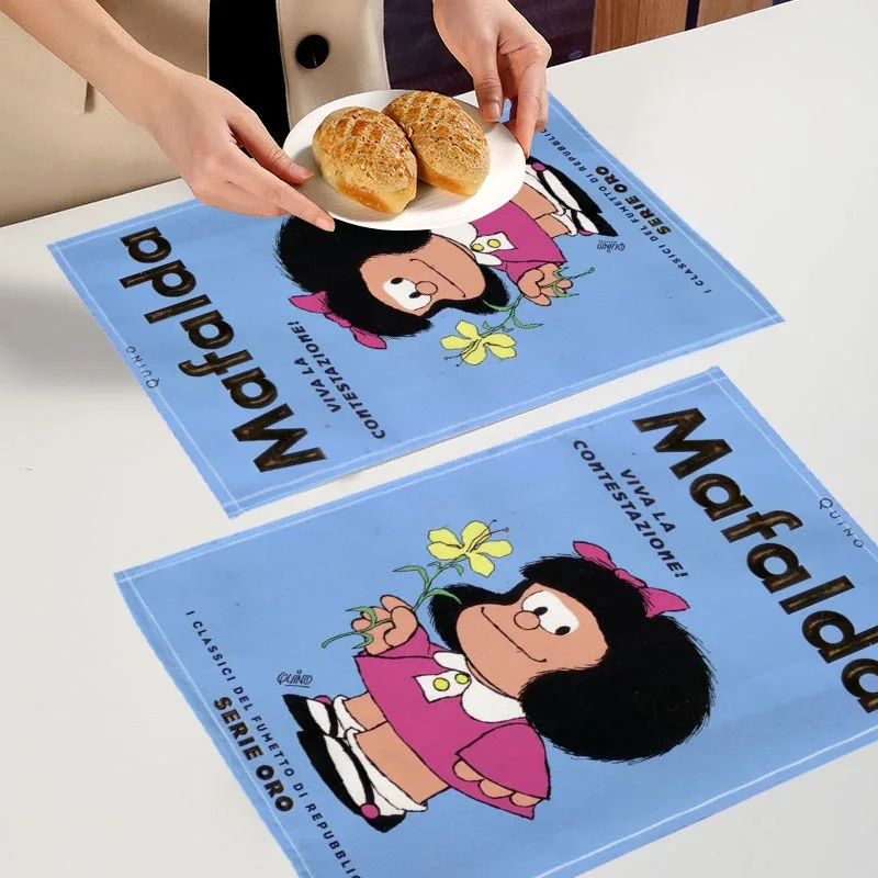 Custom Mafalda Table Mat Kitchen Tableware Linen Placemat For Table Mats Drink Cup Coaster Kitchen Accessories 7.24WJY