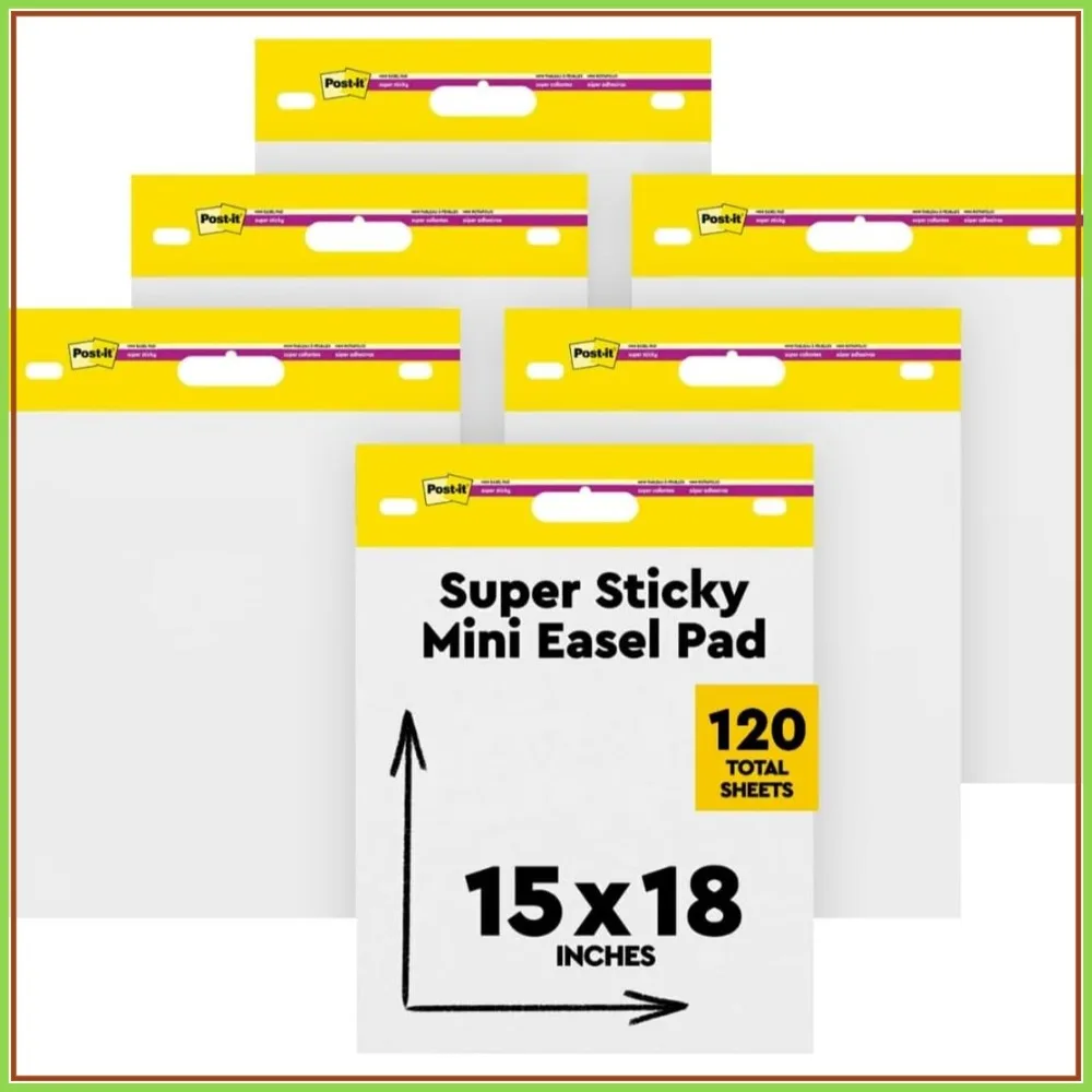 

Self Stick Easel Pad 15x18 Inches 20 Sheets 6 Pads Flip Chart Paper for Brainstorming Teaching
