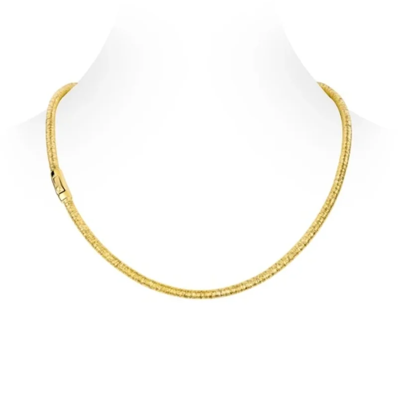 

BELLUX Necklace 925 Silver Synthetic Zircon Gold Wire drawing Craft Vintage Plain Circle Brushed Necklace