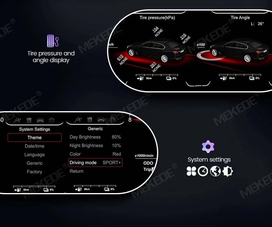Mekede LCD-Dashboard Digitales Kombiinstrument für BMW 5/6/7er Serie X3/X4/X5/X6 F01 F07 F10 F15 F16 F25 F26 Tachometer Virtuelles Cockpit – Detail 16