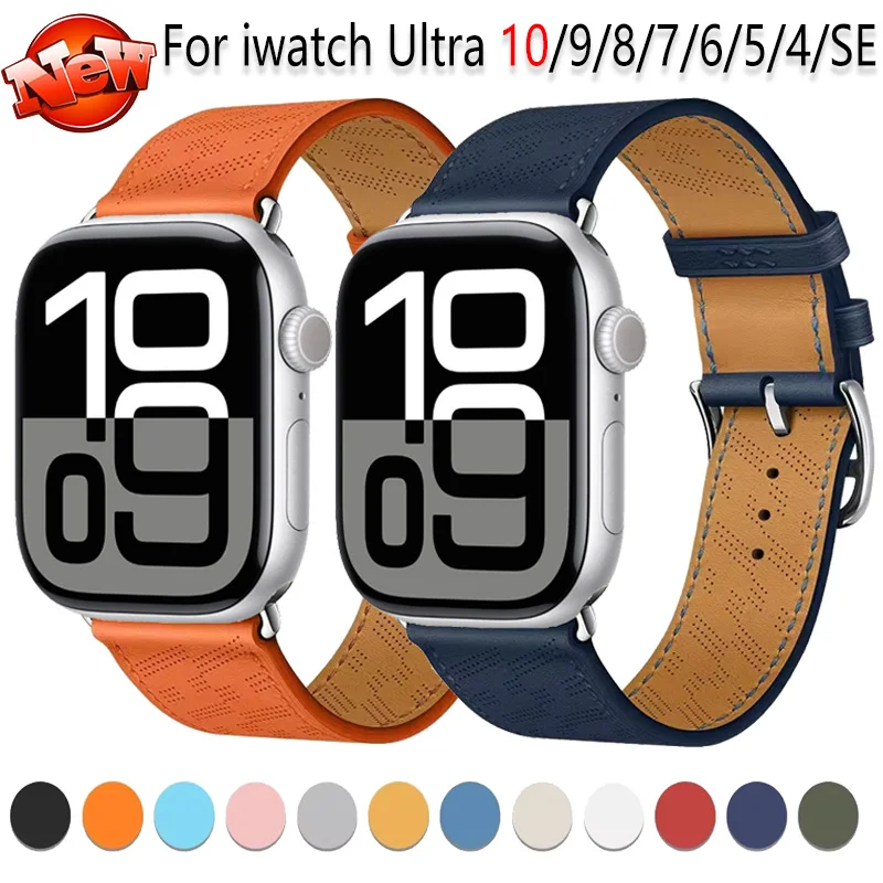애플워치 울트라 49mm 10 46mm 42mm 9 8 7 45mm 41mm 교체용 가죽 스트랩 iWatch 6 5 SE 44mm 40mm 액세서리