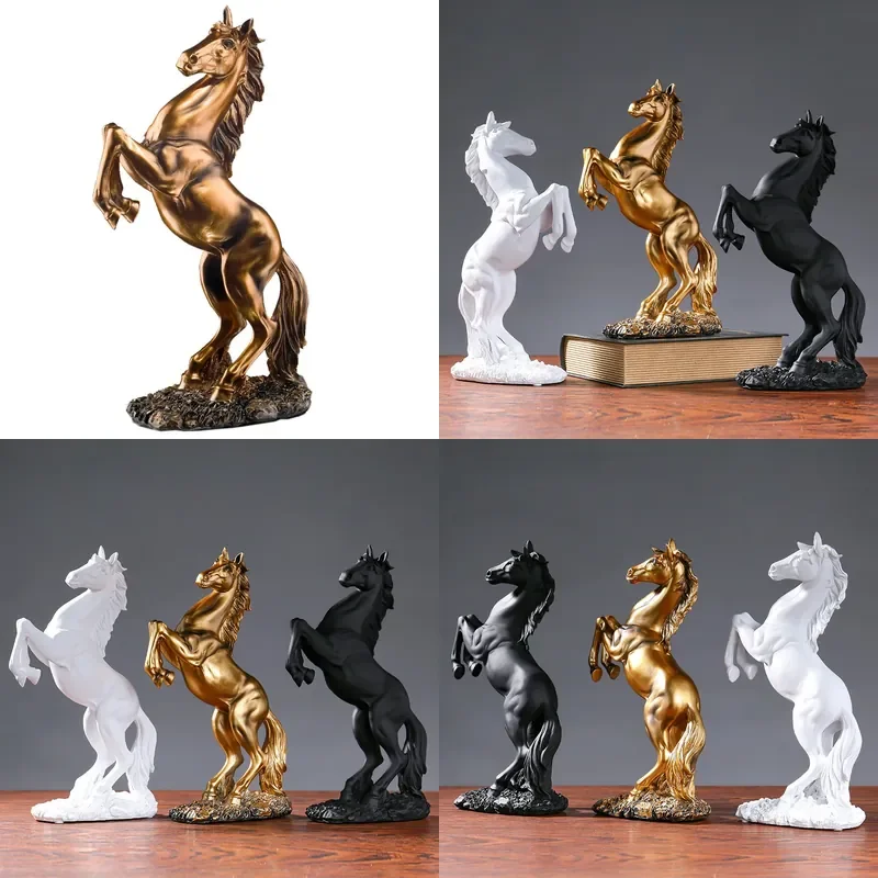Resin Horse Figurine Creative Home Decor Ornament for Desk Shelf Porch Modern Art Craft Gift