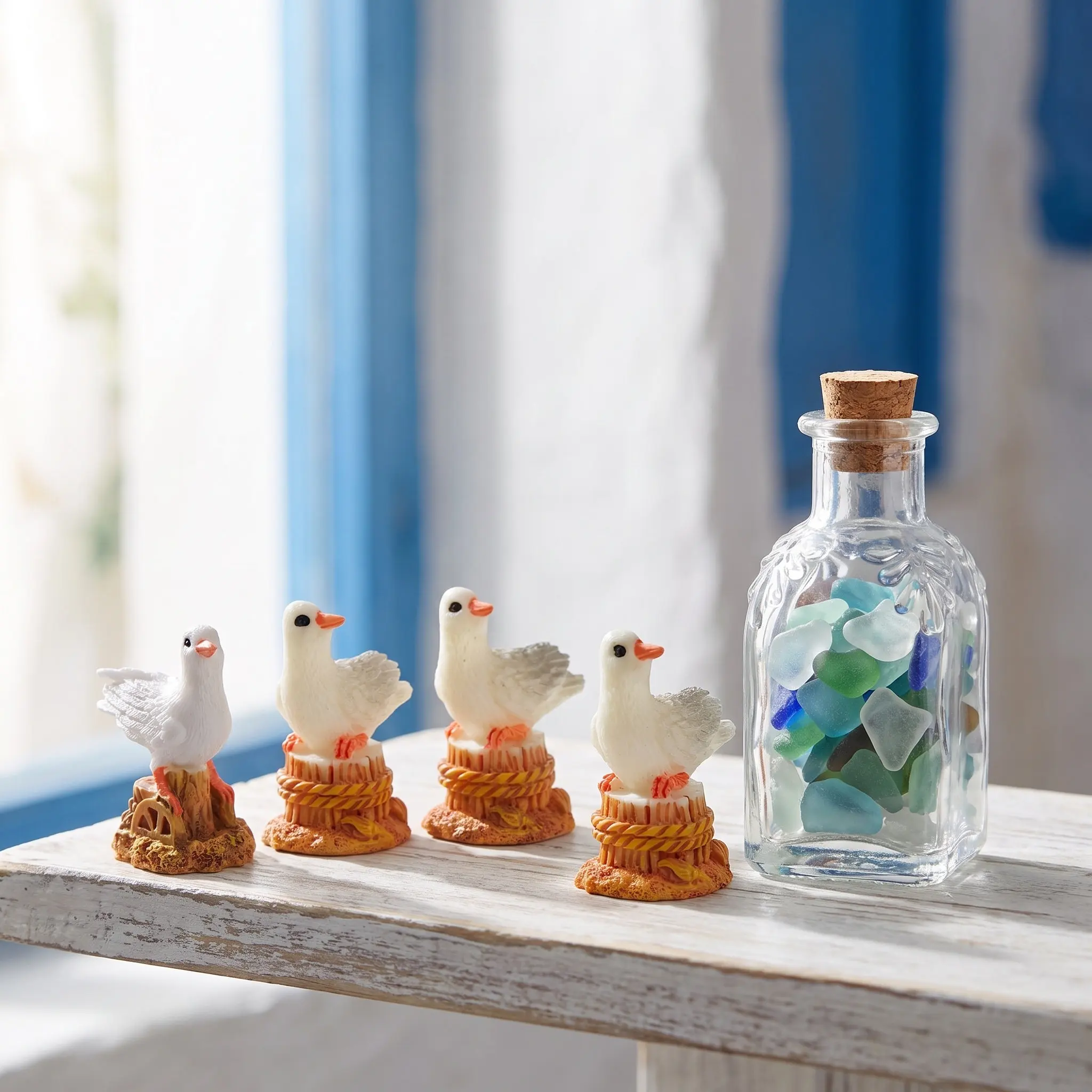 10Pcs Peaceful Seagull Statue Resin Coastal Garden Decoration Outdoor Yard Lawn Desk Shelf Bookcase Nautical Style Bird Ornament