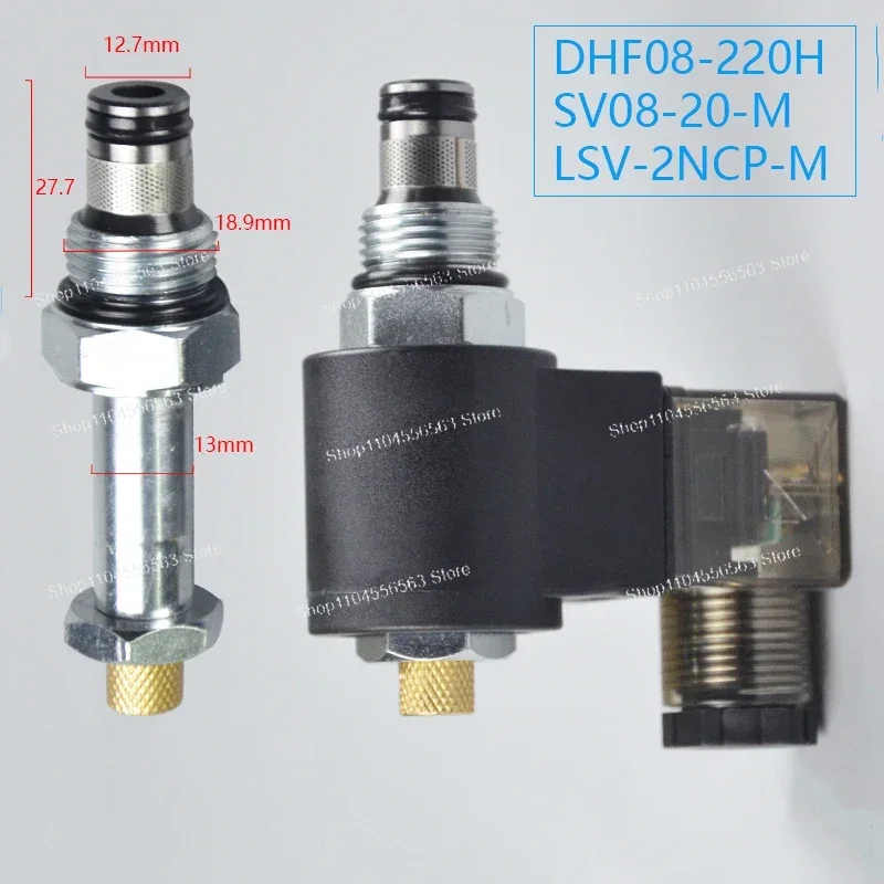 Hydraulic Threaded Cartridge Solenoid Valve (DHF08-220H/SV08-20-M/LSV-2NCP-M) - 2-Position 2-Way Pressure Relief Valve