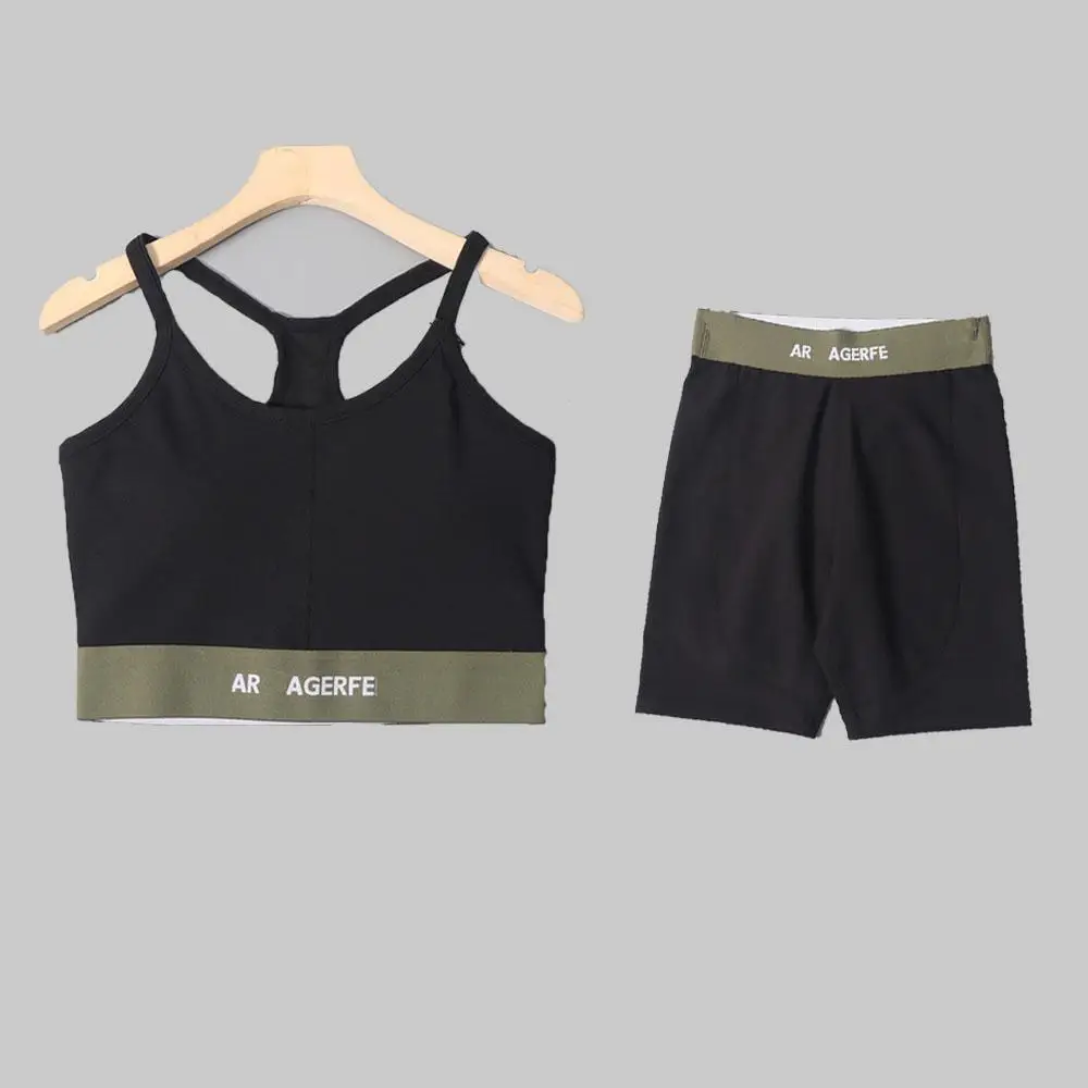 مجموعة اليوغا النسائية الجديدة بدلة ركوب الدراجات المرنة الرياضية الجميلة با وسادة الصدر الصدرية + 5 orts K Series Fitn Ensemble #1