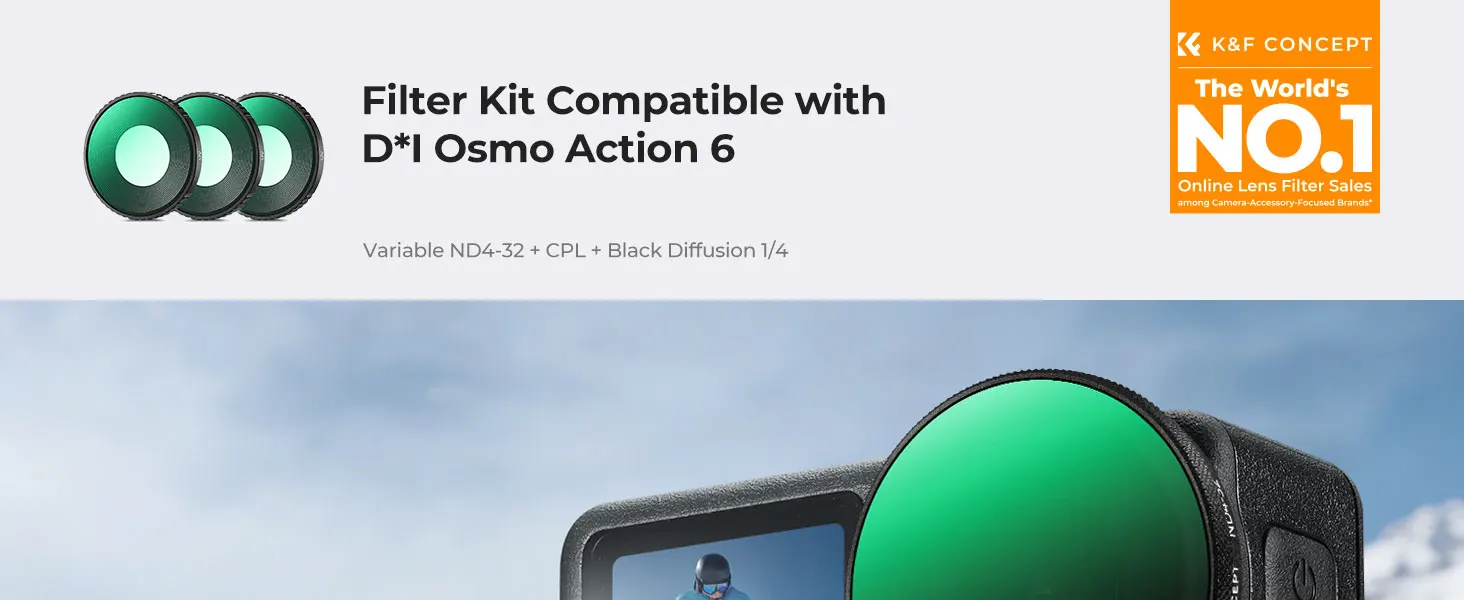 K&F CONCEPT Snap On CPL ND8 ND16 ND32 ND64 Schwarzdiffusionsfilter 1/4 Filterset für DJI Osmo Action 6 HD optisches Glas Mehrfac – Detail 30