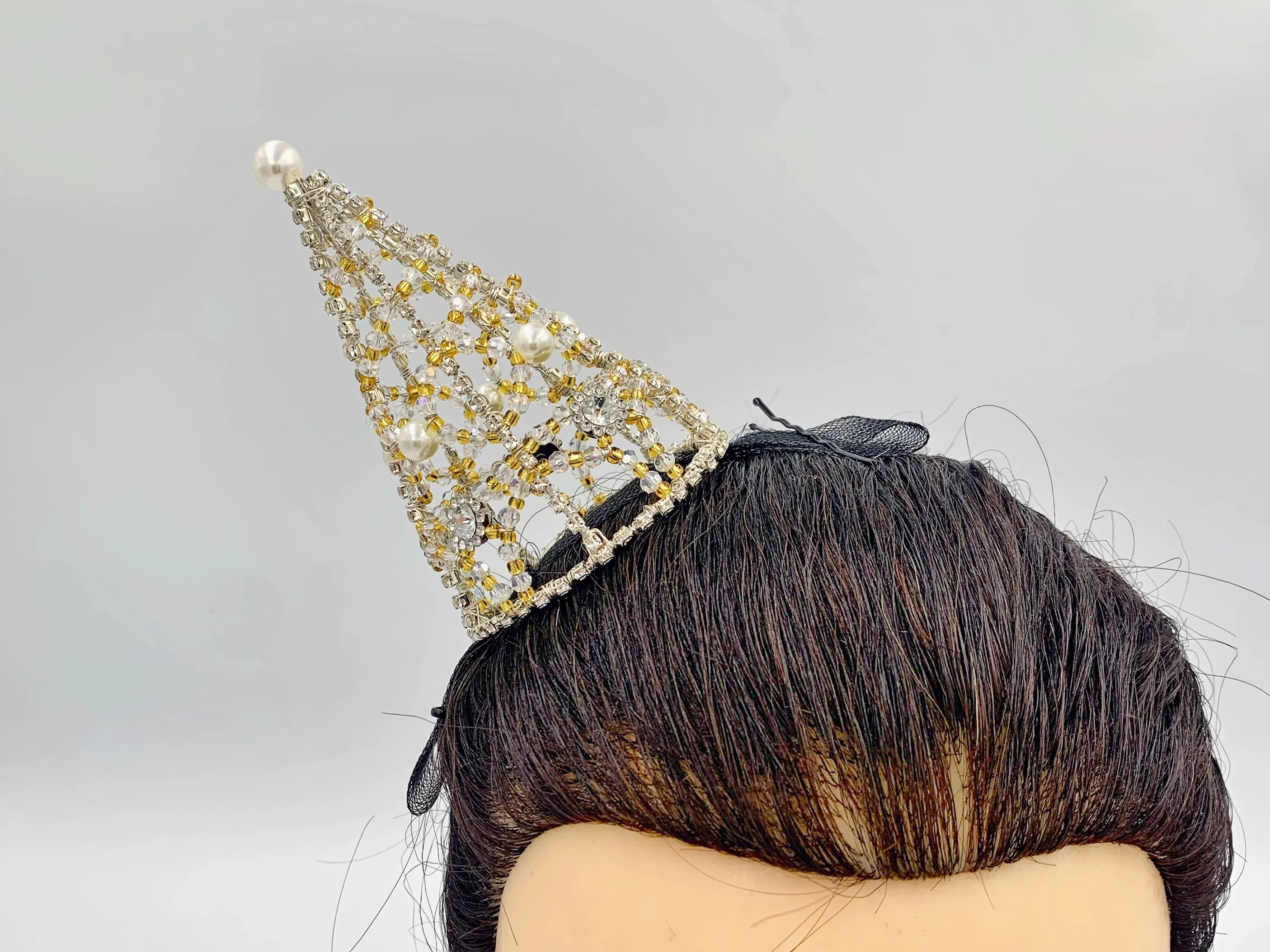 2024 latest ballet performance headwear handmade million clown hat beaded diamond hair accessories stage performance crown