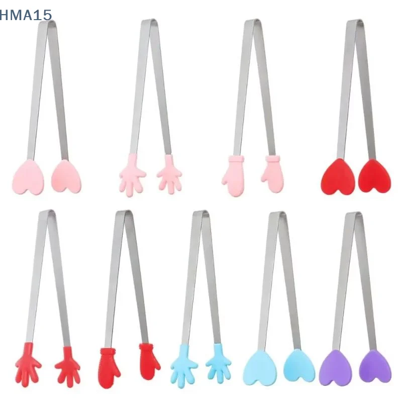 【YA】Silicone Food Tong Mini Creative Non-Stick BPA Free Kitchen Tool for Baking Bread BBQ Snack Home Catering