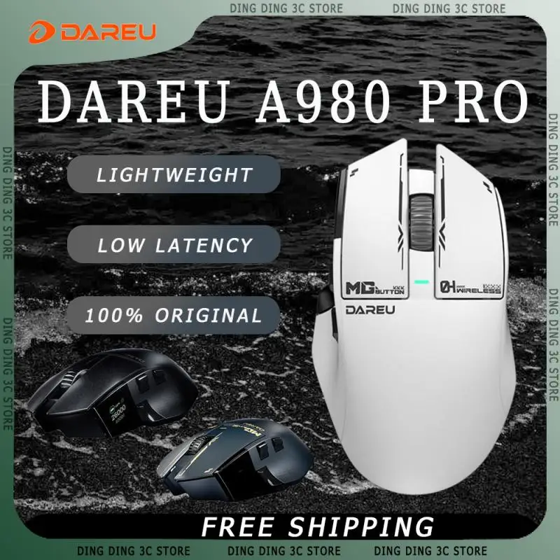 

Dareu A980 Pro Bluetooth Mouse 3-Mode Wired 8K Wireless 4K PAW3395 Lightweight Low latency Customized PC Gamer Mouse Accessories