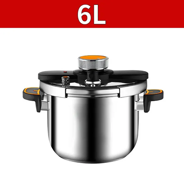 Oranje Keuken Snelkookpan 4L/6L/8L Roestvrij Staal Explosieveilige Snel Koken Drukpot Gas & Inductie Compatibel