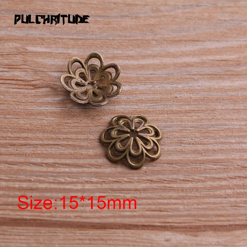 30pcs 15*15mm Two Color Receptacle Hollow Double Flower DIY Spaced Jewelry Accessories Charms For Jewelry Making