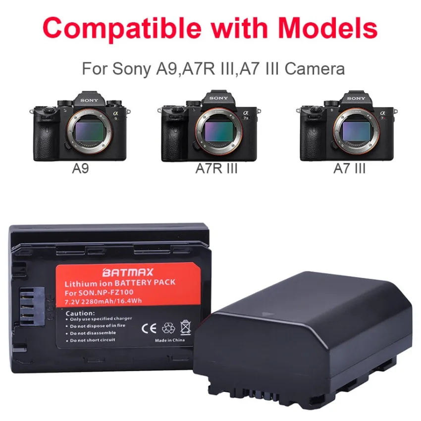 

2650mAh High-Power NP-FZ100 Camera Battery with LED Dual USB Charger for Sony NP-FZ100 BC-QZ1 Sony ILCE-9 A7R4 A7r3 M3 A9 A6600